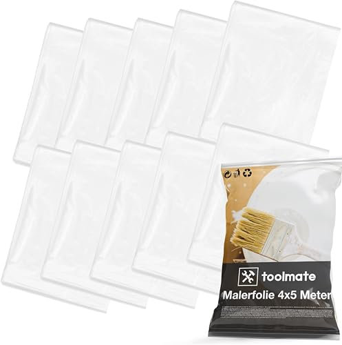 6x Malerfolie - Malerplane - extra dick - 4x5 Meter & Abdeckfolie - 160 qm - Baufolie - transparent für Renovierung & Umzug & Abdeckplane