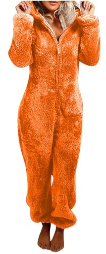 Combinaison pyjama tout-en-un à manches longues en polaire chaude avec capuche et oreilles de chat pour femme - Unisexe - Vêtement de nuit d'hiver - Costume de Noël - Pyjama de fête