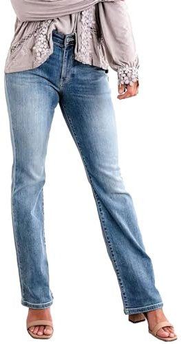 Jean femme taille haute push up fesse sexy jean bootcut stretch jambes droite couleur délavée pantalon grande taille elastique en denim hanche jeans regular coupe droite boyfriend (Light Blue, XL)