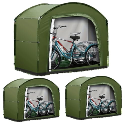 Bike Storage Outdoor 220 * 185 * 150cm Bike Cover for Outside Storage Waterproof Bike Shed for 3-4 Bikes Bicycle Cover Bike Tent Bike Store Shelter Storage Tent bike covers for outside storage（green）