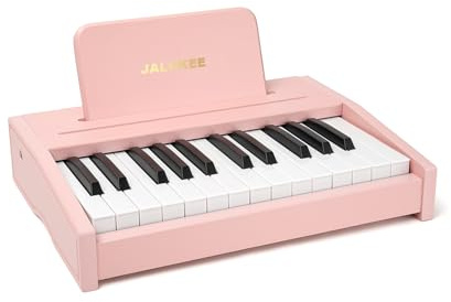 JALOKEE Tastiera per pianoforte per bambini, pianoforte digitale per bambini, strumento musicale educativo giocattolo, giocattolo in legno per ragazze e ragazzi (Rosa, 25 Tasti)