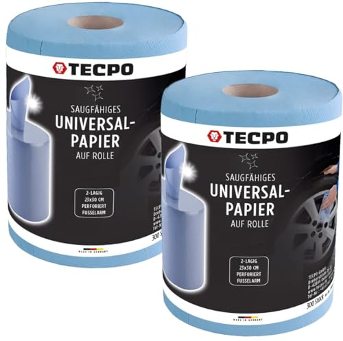 TECPO Rotolo di panno blu a 2 strati, perforato, assorbente, rotolo di carta per la pulizia, per l'industria
