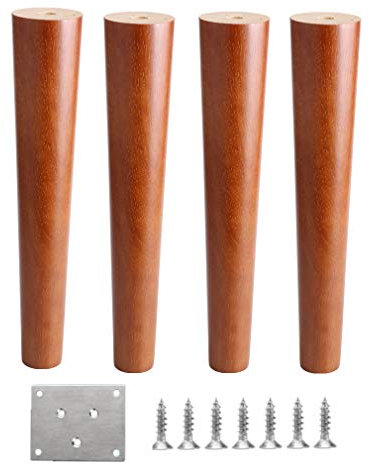 Set di 4 gambe per mobili in legno massello, per divano, tavolo, panca, TV, piedi di supporto, gambe in legno da 50 cm, per mobili con accessori hardware