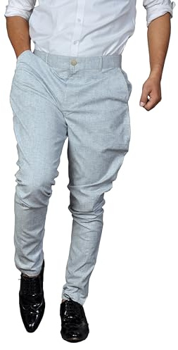 Cotton Lycra Stretch Airship Jodhpurs Slub Breeches Polo Pants Victorian Cosplay Costume Equestrian Horse Riding Renaissance Viking Euroweave Trouser (Grey | Size:32)