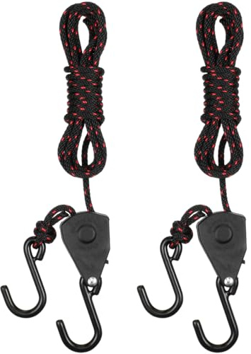 Abaodam Sangles D'Arrimage pour Kayak Et Canoë avec Poulie Réglable Corde Tressée 1/8 Pouce Lot De 2 Fixation Proue Et Poupe Accessoire Nautisme Bateau