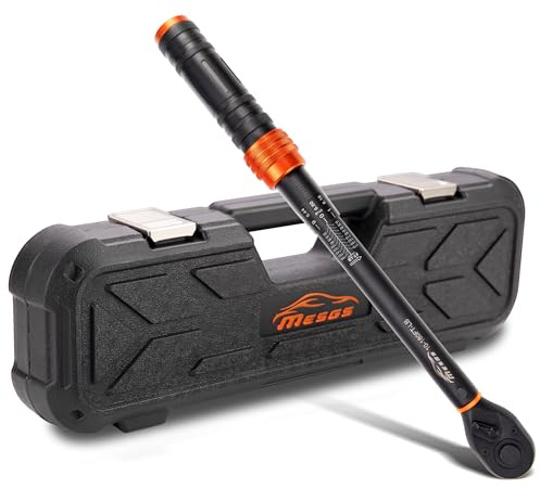 MESGS 1/2-Inch Drive Click Torque Wrench, 10-180 Ft-Lb/13.6-244.0 Nm, Dual-Direction 72-Tooth Ratchet, ±3% Precision with Dual Scale Torque Wrenches for Bike, Motorcycle & Car
