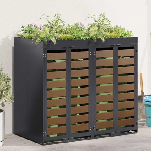 Générique Rangement de Poubelle à roulettes pour 3 poubelles Anthracite,Maison & Jardin,Produits ménagers,Accessoires pour conteneurs à déchets,Cache-conteneurs à déchets,Anthracite,49.9 KG,3394773