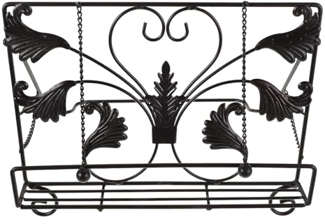 SMASOLO Atril Metálico Vintage de Hierro Fundido con Cadena Gruesa, Soporte para Libros de Recetas y Cocina, Estante Decorativo para Lectura Manos Libres, Tamaño 32x19x24 Cm, Accesorio