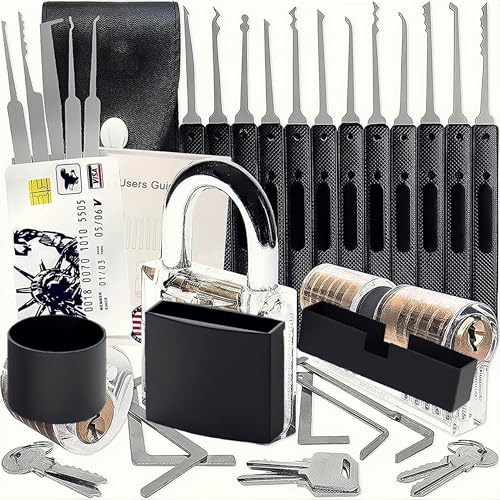Padlocks Keyed Alike, Lock of 3, Laminated Steel Keyed Lock Set (1-9/16, 40mm), Padlocks with Same Pick Key Kit, Normal Shackle, for Picking Toolbox, Locker & StorageUnit or More