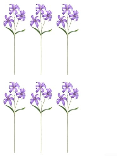 Bouquet de fleurs de lys artificielles 6 tiges pour toile de fond de mariage, décoration d'intérieur, cuisine, centre de table (violet)