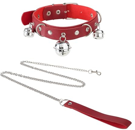 LONTG Collier avec Cloche pour Homme Femme Collier Ras du Cou Réglable Collier avec Clochette Laisse Tour de Cou avec Clochette Colliers avec Chaîne et Sonnailles Necklace