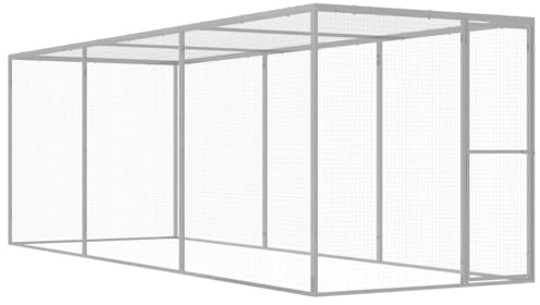Runheo Kattbur av galvaniserat stål 4,5 x 1,5 x 1,5 m med låsdörr, robust nätinhägnad, frigående skydd och luftcirkulation för kaniner, marsvin, hamstrar, igelkott, illrar