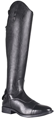 QHP Hugo - Stivali da equitazione in pelle bovina/poliuretano nero, taglia 42-46, Nero , 43 EU