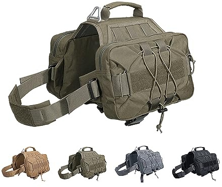 EXCELLENT ELITE SPANKER Dog Pack Hound Saddle Bag Backpack for Travel Camping Hiking Medium & Large Dogs with 2 Capacious Side Pockets(RGN-L)