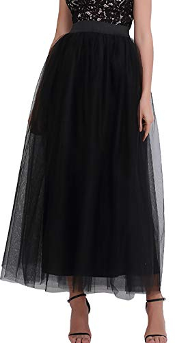 FEOYA Damen Multi-Schichtig Tüllrock Elegant Langer Ballettrock Tutu Gaze Tanzen Rock