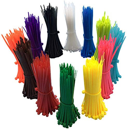 1200 Pack Coloured Cable Ties, 2.5mmx100mm, 4 Small Nylon Zip Ties, Heavy Duty Tie Wraps for Home Office Garden Garage and Workshop