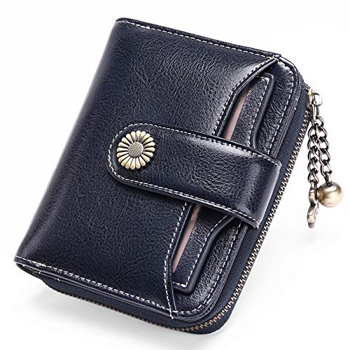 SENDEFN Geldbörse Damen Klein,Geldbeutel Frauen Echtes Leder,mit Münzfach Kleines Zipper Brieftasche Kartenhalter mit RFID Blocker
