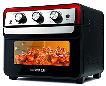 G3 Ferrari G10145 Friggisano, Friggitrice ad Aria, Forno da 22 Litri, 1700W, Ricettario incluso, Nero/Rosso