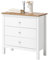 hagge home Skandinavisch Holz Kommode mit 3 Schubladen Sideboard Kommoden Sideboards Kommodenschrank Chest of Drawers Wohnzimmer Schrank Schlafzimmer Flur 75x37x75 cm Schmal Kleine Braun Weiß