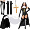XEPST 5 STÜCK Nonnen Kostüm Für Frauen-Nonnen Outfit Zubehör Nonnen Kopfschmuck Nonnen Kragen Handschuhe Kreuz Anhänger Halskette Kniestrümpfe Halloween Kostüme für Frauen Cosplay Karneval Kostüm