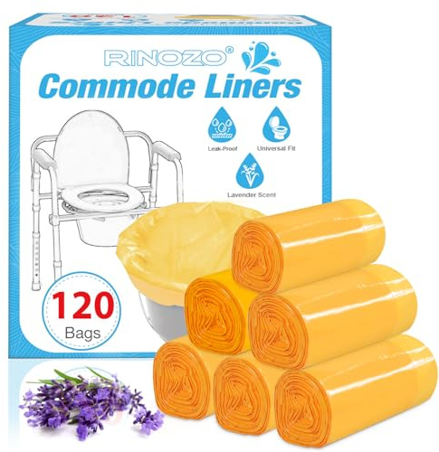 Commode Liners for Bedside Portable Toilet Chair Bucket 120 Pack Lavender Scented Disposable Waste Bags for Adults Universal Fit