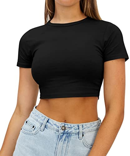 AirMood Maglietta Corta Estiva da Donna a Maniche Corte Casual, Nero, XXL