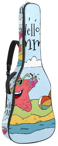 Niaocpwy Gitarrentasche mit Cartoon-Wolke, bunt, Regenbogenblau, volle Größe, gepolsterte Tasche für Akustikgitarre, Gigbag für E-Bass, klassische Gitarre, Mehrfarbig 04, 42.9x16.9x4.7 in,, jtb-001-1