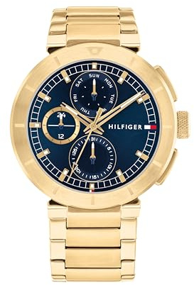 Tommy Hilfiger Multi Zifferblatt Quarz Uhr für Herren mit Goldfarben Edelstahlarmband - 1792118