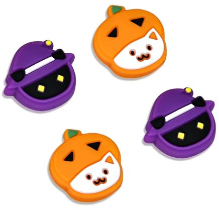 DLseego Thumb Grip Cap for Switch/OLED/Lite JoyCon,Kawaii Cow and Pig Silicone Joystick Caps 4PCS Analog Thumb Grip Soft Button Cover Compatible with Switch,Yellow+Purple