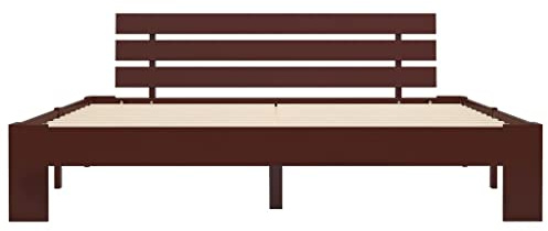 TREISL Adulti Strutture Letto 213x185x66 cm Marrone Scuro in Legno Massello di Pino Moderno Giroletto Camera da Letto Interni Letto Ospiti | Non Incluso Materasso Adeguato 180x200 cm
