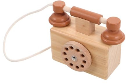 DECHOUS Spielzeugtelefon für kinderspielzeug Rollenspiel holztelefon für Kleinkinder Telefon Telefonspielzeug aus Holz Telefon