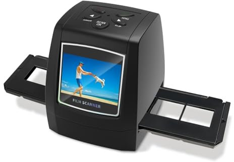 Hxhsgmeh Mini Escáner Digital de Películas y Diapositivas: Convierte Negativos de Películas de 35 mm y Diapositivas en Imágenes JPEG. Carga Fácilmente el Adaptador de Película.