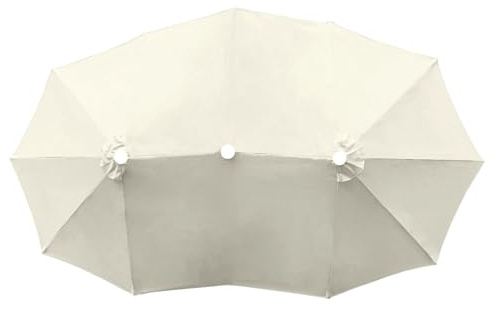 DUYULIANG Rechange Telo per Ombrellone Doppio 12 Stecche, Teli di Ricambio per Ombrellone Extra Large, Resistenza alle Intemperie, Copertura in Tessuto per Ombrelloni da Giardino Patio Piscina(Beige)