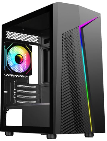 Gaming PC Tower – Intel Core i7, GT 730 4GB Graphics, 16GB RAM, 128GB SSD + 1TB HDD, Windows 11 Pro, 1-Year Warranty – Complete Gaming PC Set for Work and Play (Alpha Black)