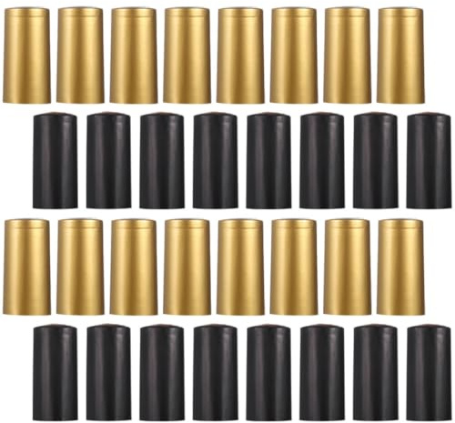 Happyyami 200 tapas termorretráctiles para botellas de vino, cierre de plástico resistente al calor, sello hermético para apertura de botellas negro y dorado para mantener fresco