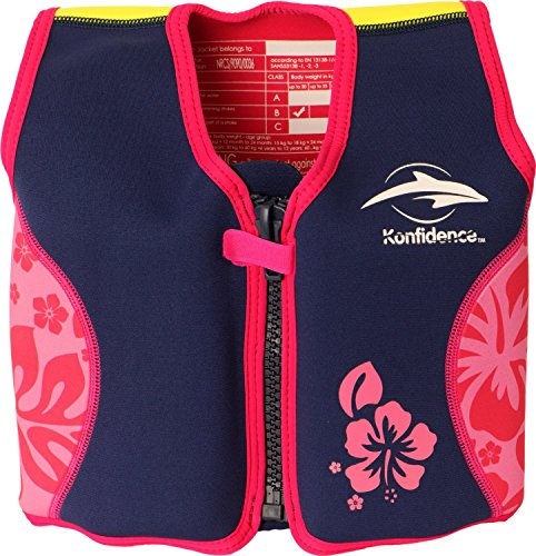 Konfidence Jacket - Premium Schwimmweste für Kinder | Einstellbarer Auftrieb | UKCA- & CE-Konform | Von Schwimmschulen Empfohlen | Über 25 Jahre Erfahrung(Pink Hibiscus, Medium)