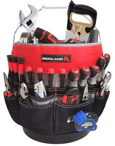 IRONLAND Werkzeugtasche aus starkem 600D wasserdicht Polyester mit starken Webbings. Passend für die meisten 5 Gallonen Eimer