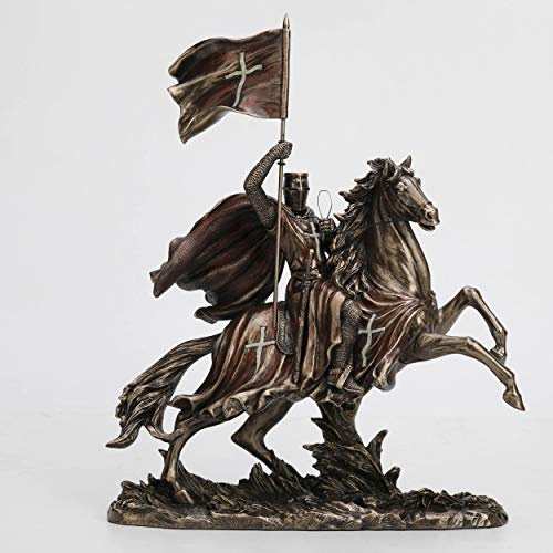 Veronese Design Medieval Crusader Knight in Armor On Horseback Tabletop Statue