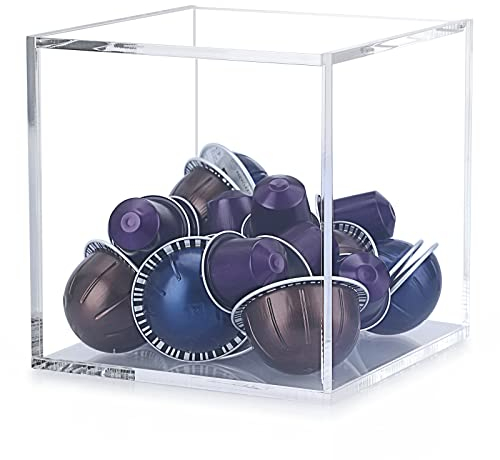 IGNPION Acryl Kaffeepadhalter klare Aufbewahrungsbox Organizer mit Deckel (15*15*15cm)
