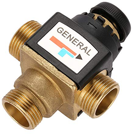 Válvula Mezcladora Termostática - Válvula Mezcladora Termostática de Latón con Rosca Macho DN20 de 3 Vías para Calentador de Agua Solar, 35 a 60 Grados, Función Anti-Escaldado