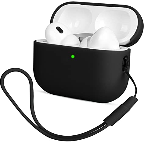 Mocarheri Compatible con Airpods Pro 2 (2022), Anti-rasguños Ultradelgada Fundas Protectora de Silicona para AirPods Pro 2.ª Generación, LED Visible Frontal, Negro