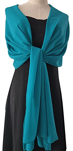 Anevous Stola dam, chiffong halsduk, elegant halsduk, brudstola, sommarsjal, sheer chiffongduk, mjuk halsduk, lång halsduk för aftonklänning bröllop brud axelväska, smaragdgrön 190 x 45 cm