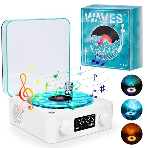 The Waves Vinyl Record Player, Giradischi In Vinile Bluetooth Con Effetto Di Onde D'Acqua, Giradischi Vinili Vintage, Lettore Vinili Con Bluetooth, Tf, Modalità Aux, Per Camera Da Letto, Feste, Gift