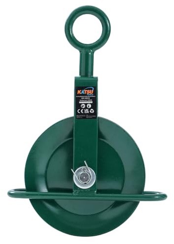 KATSU Tools Polea de techo para andamio de rueda de ginebra de 200 mm con cordel giratorio, polea, bloque de elevación 182130