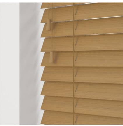Sahara Oak Faux Wood Venetian Blind 50mm Slats - 170cm Width x 120cm Drop