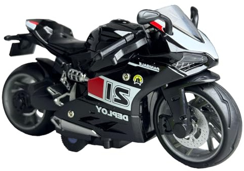 YORISMAL Motocicleta de aleación de metal realista modelo de juguete juego de regalo en caja transparente, adecuado para cumpleaños y ocasiones especiales (negro)