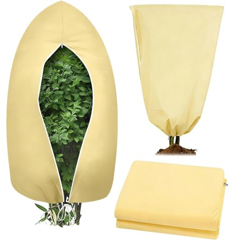 LAIVIYA Cappuccio Protezione Piante, 180x120cm Tessuto Non Tessuto per Piante, Sacco di Protezione Invernale per Piante con Cerniera e Coulisse, Telo per Piante Inverno Antigelo(60g/m²)