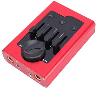 Dilwe Interfaz de Audio con Mezclador, Tarjeta de Sonido en Vivo para Transmisión de Grabación de Podcasts con Monitoreo de Latencia Cero y 4 Efectos de Sonido (rojo)