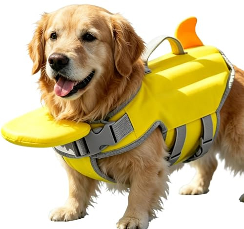 Chaleco Salvavidas para Perros con Alta flotabilidad, Chaleco de natación Ajustable con asa de Rescate y Tiras Reflectantes, Chalecos Salvavidas para Perros pequeños