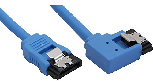 InLine 27705L SATA 6Gb/s Anschlusskabel rund abgewinkelt links mit Lasche 0.5m blau